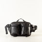 Large black leather sling bag with pockets "September"