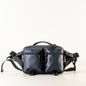 Large Navy blue leather sling bag with pockets "September"