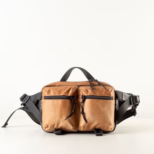 Large brown leather sling bag with pockets "September"