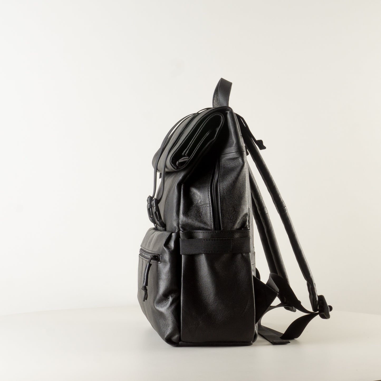 Large black laptop backpack for work leather for men or women "July"