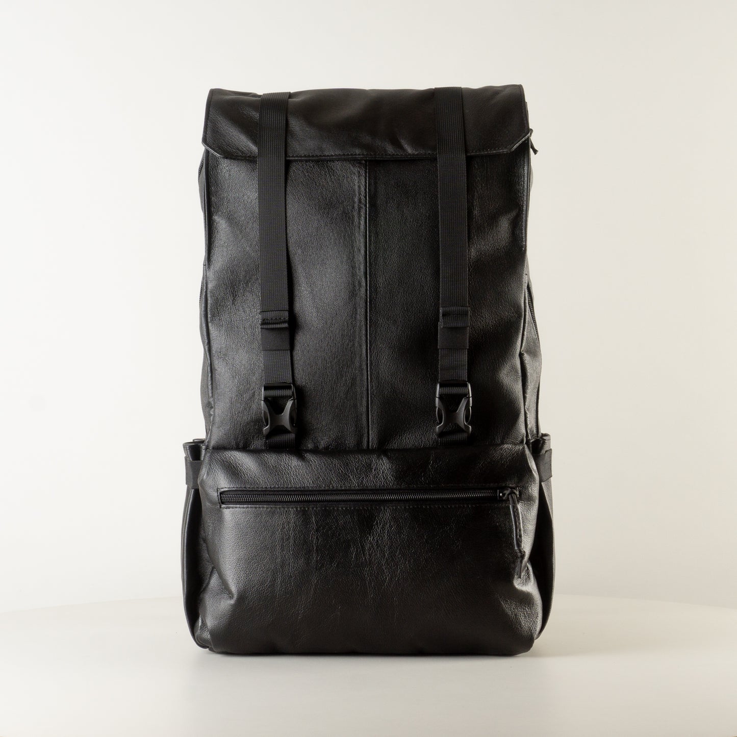 Large black laptop backpack for work leather for men or women "July"