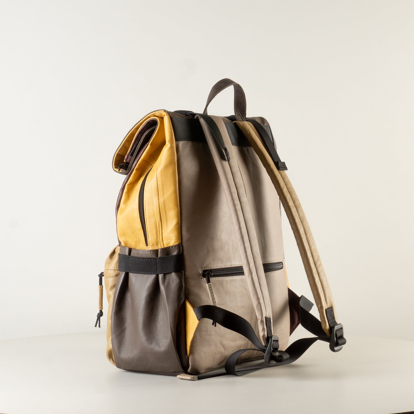 Large light brown laptop backpack for work leather for men or women "July"