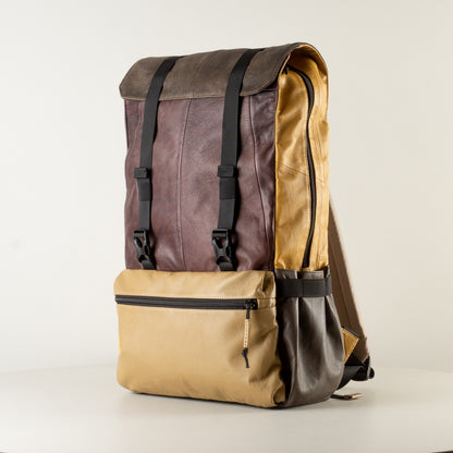 Large light brown laptop backpack for work leather for men or women "July"