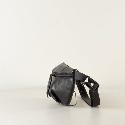 Sling bag black leather "May" - women's leather crossbody sling bag