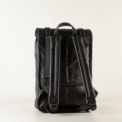 Large leather laptop backpack "June"