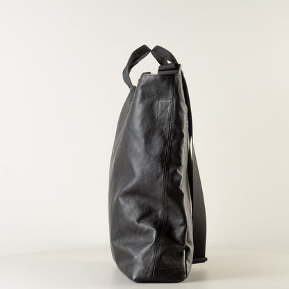 Leather black work bag with laptop compartment "February"