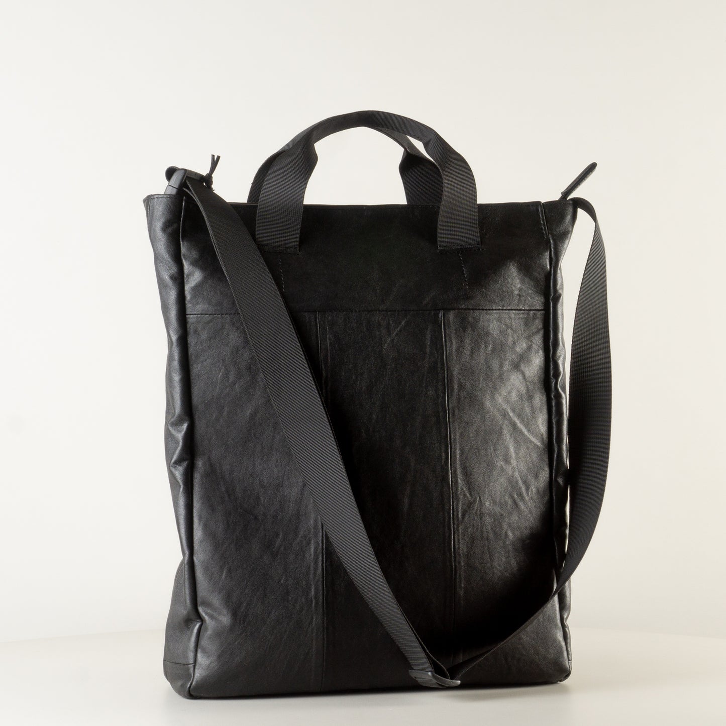 Leather black work bag with laptop compartment "February"