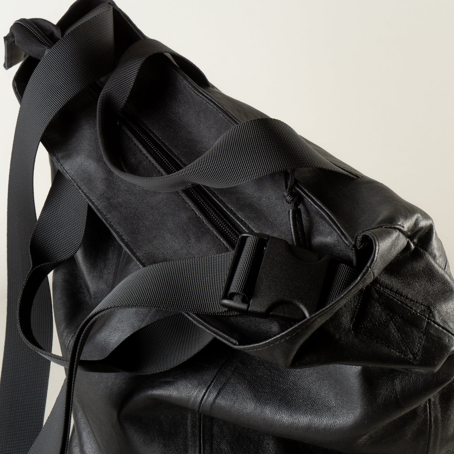 Leather black work bag with laptop compartment "February"