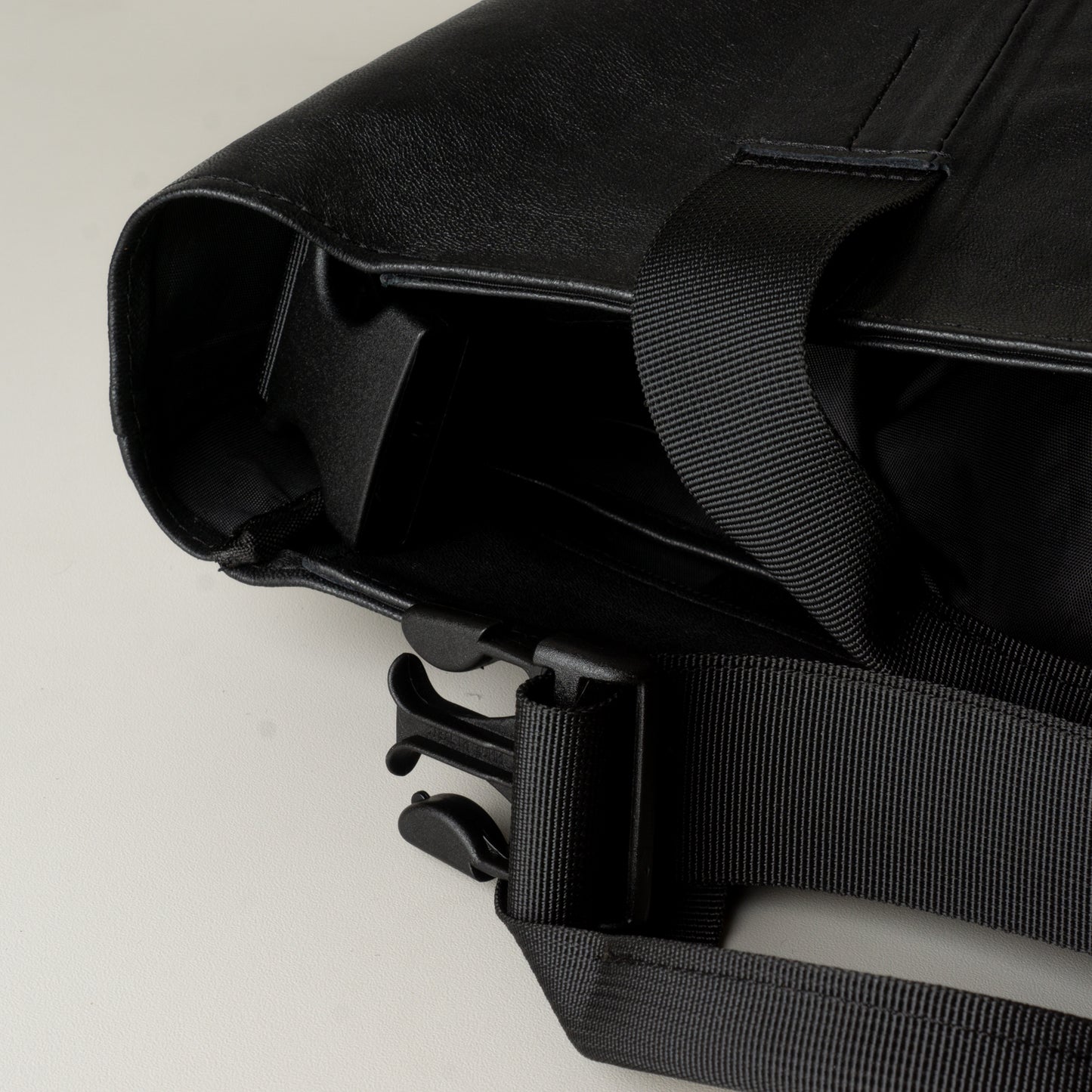 Leather black work bag with laptop compartment "February"