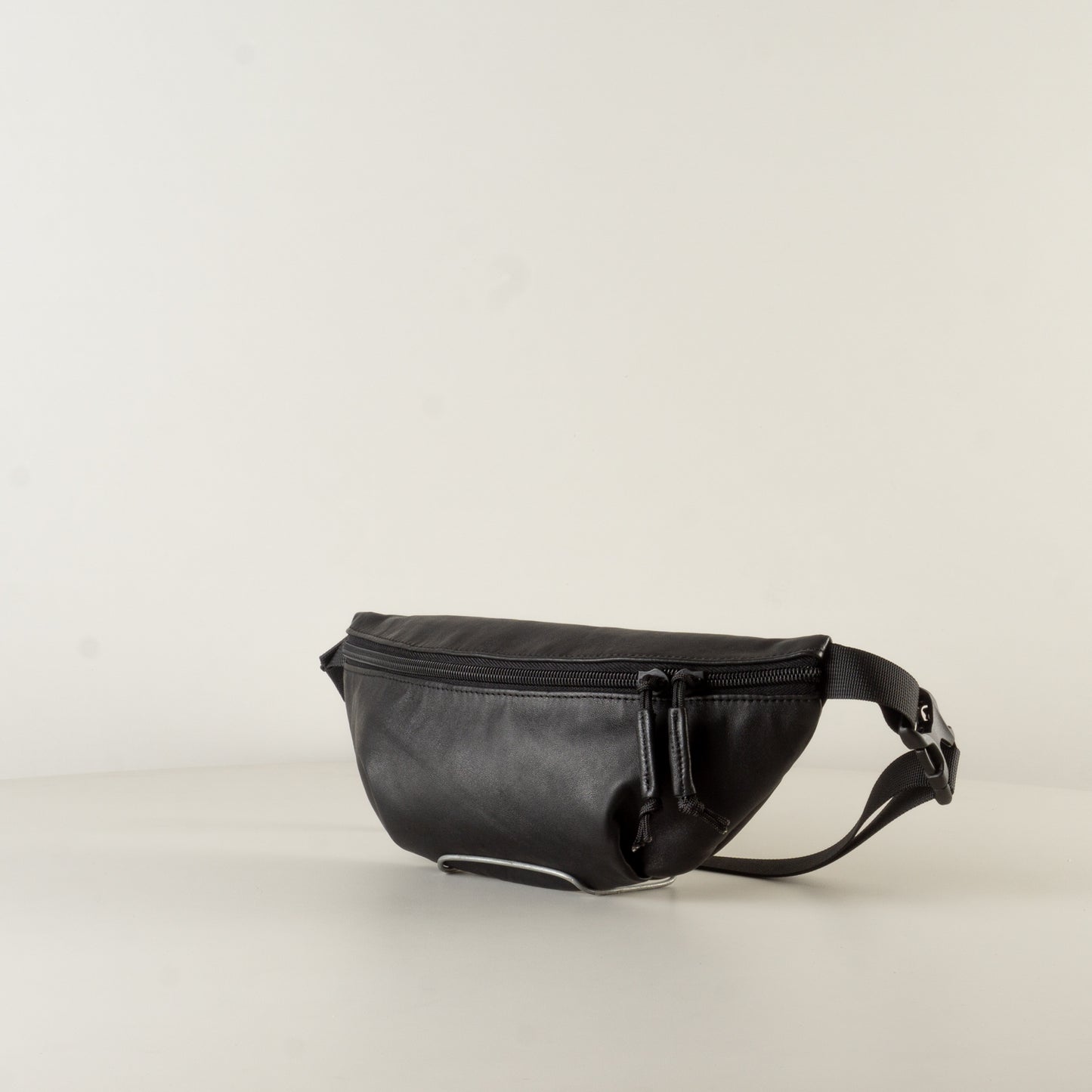 Sling bag textured black leather "May" - women's leather crossbody sling bag