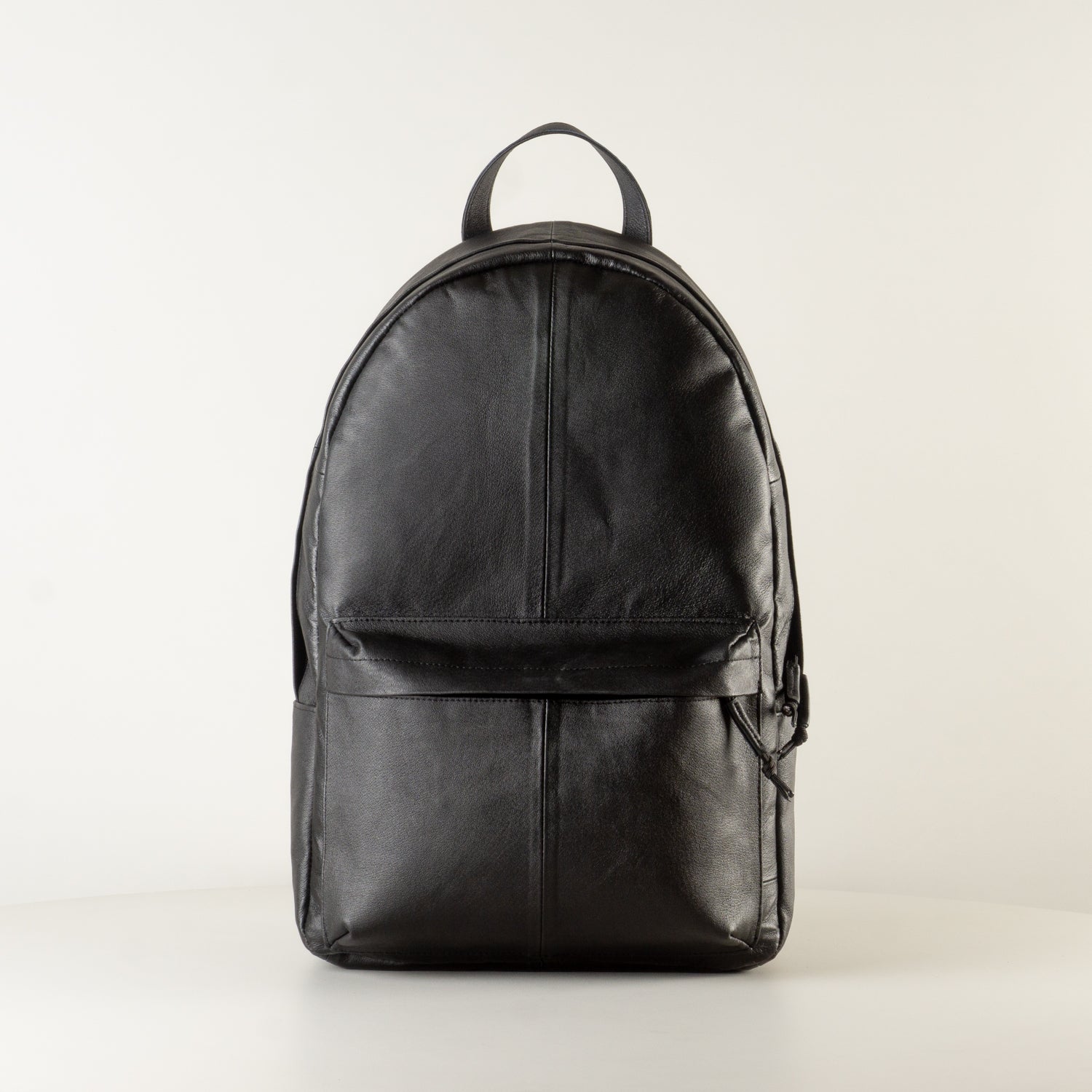 Leather black backpack handbag