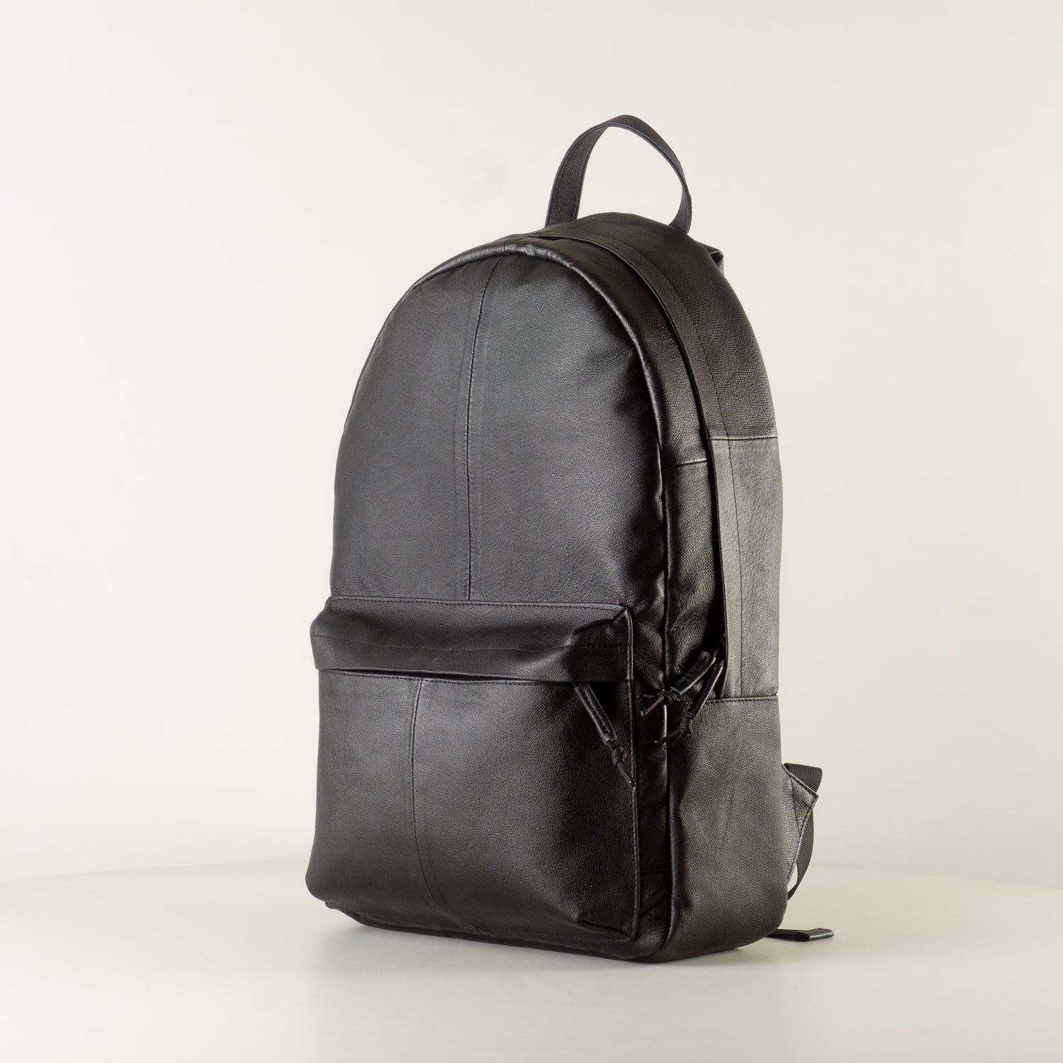Leather black backpack handbag