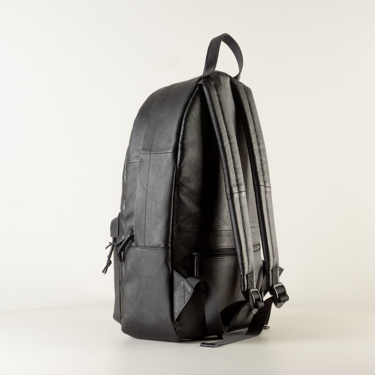 Leather black backpack handbag