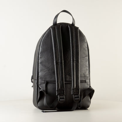 Leather black backpack handbag "January" - 15 inch laptop leather bag