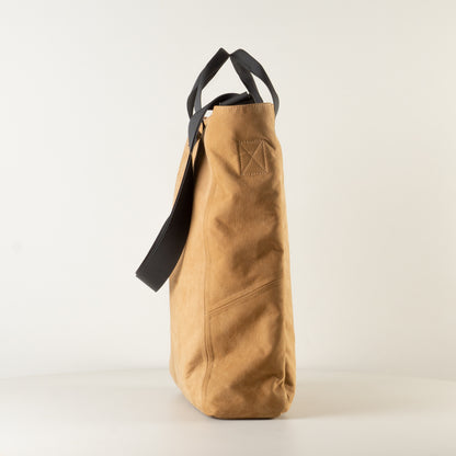 Leather light brown work bag with laptop compartment "February"