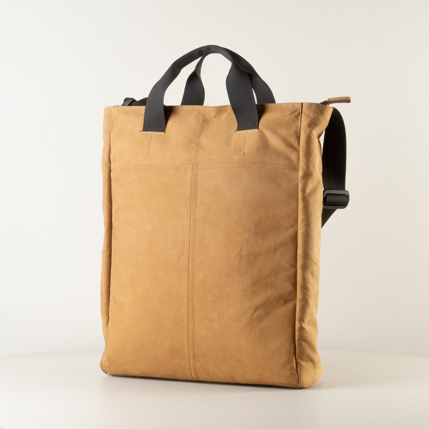 Leather light brown work bag with laptop compartment "February"