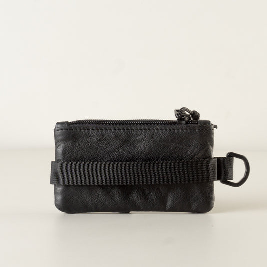 August. Small black  wallet for key cards.