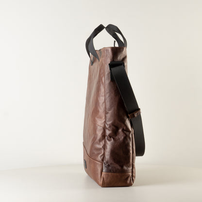 Leather brown work bag with laptop compartment "February"