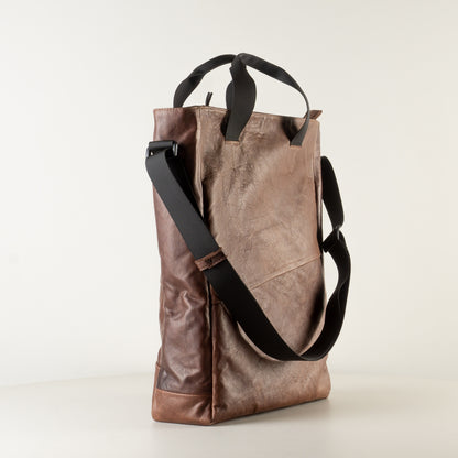 Leather brown work bag with laptop compartment "February"