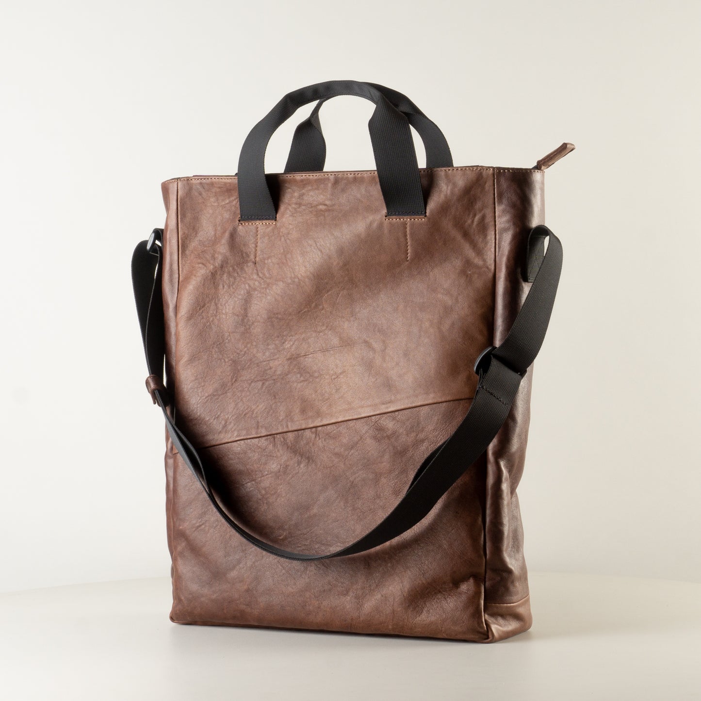 Leather brown work bag with laptop compartment "February"