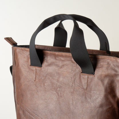 Leather brown work bag with laptop compartment "February"