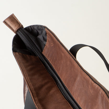 Leather brown work bag with laptop compartment "February"