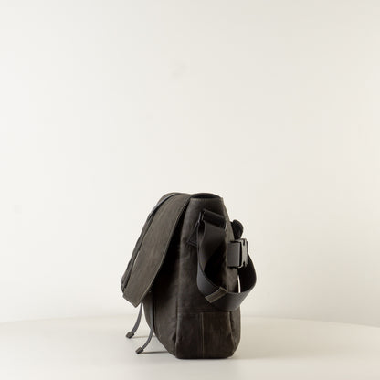 Large black leather backpack "March"