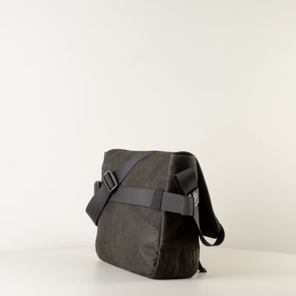 Large black leather backpack "March"